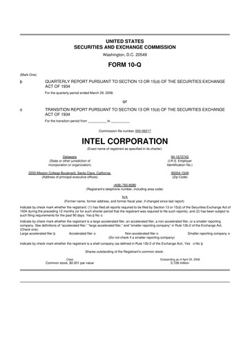 Thumbnail Intel 10-Q Quarterly Report FY 