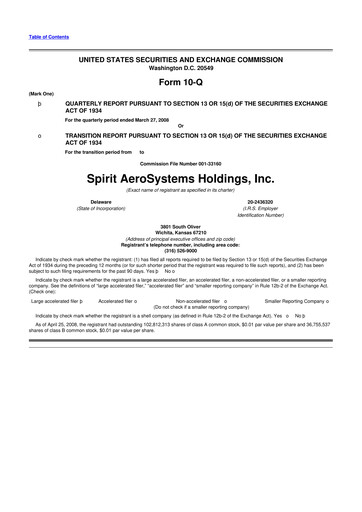 Thumbnail Spirit AeroSystems 10-Q Quarterly Report FY 