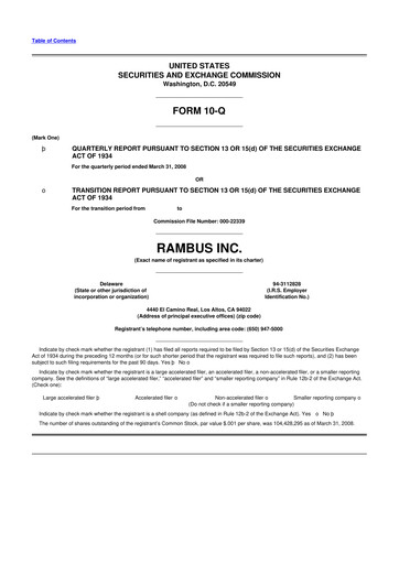 Thumbnail Rambus 10-Q Quarterly Report FY 