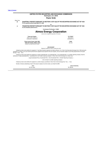 Thumbnail Atmos Energy 10-Q Quarterly Report FY 