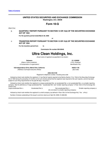 Vorschaubild UCT (Ultra Clean Holdings) 10-Q Quartalsbericht  