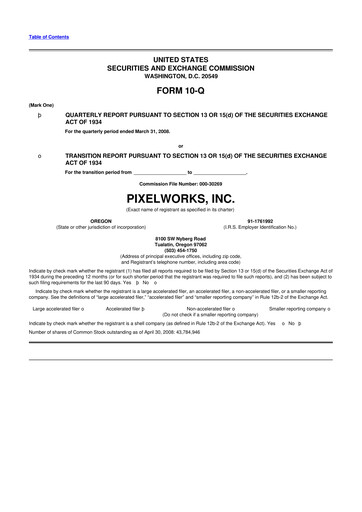 Thumbnail Pixelworks 10-Q Quarterly Report FY 