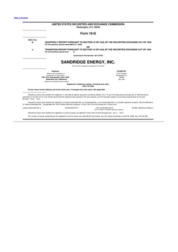 Miniature SandRidge Energy
 10-Q Rapport trimestriel  