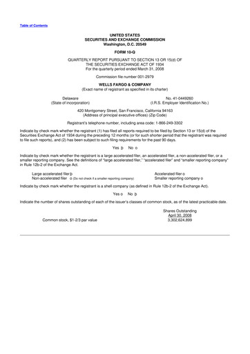 Thumbnail Wells Fargo 10-Q Quarterly Report FY 