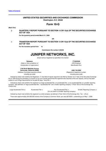 Thumbnail Juniper Networks
 10-Q Quarterly Report FY 