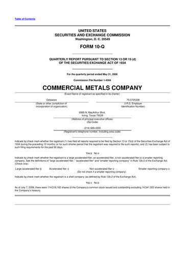 Thumbnail Commercial Metals Company 10-Q Quarterly Report FY 