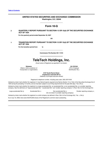 Thumbnail TTEC 10-Q Quarterly Report FY 