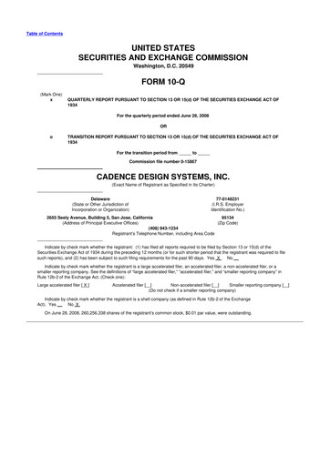 Thumbnail Cadence Design Systems 10-Q Quarterly Report FY 