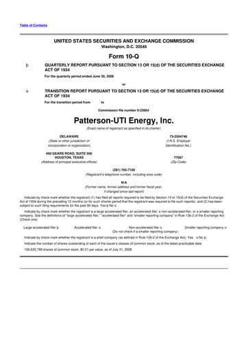 Thumbnail Patterson-UTI Energy 10-Q Quarterly Report FY 