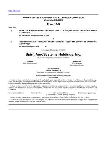 Thumbnail Spirit AeroSystems 10-Q Quarterly Report FY 
