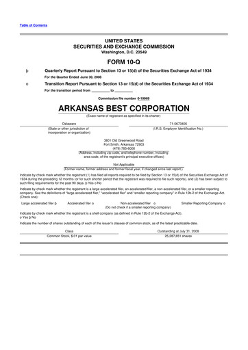 Thumbnail ArcBest 10-Q Quarterly Report FY 