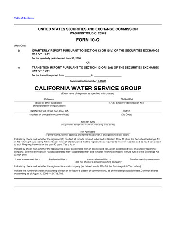 Vorschaubild California Water Service Group 10-Q Quartalsbericht  