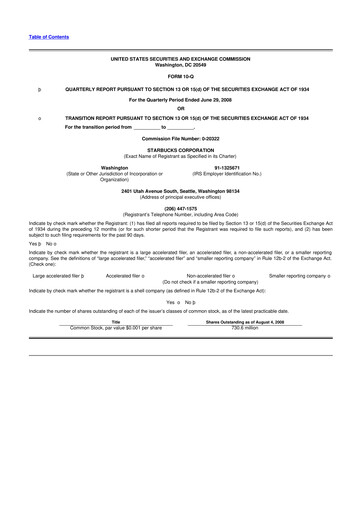 Thumbnail Starbucks 10-Q Quarterly Report FY 