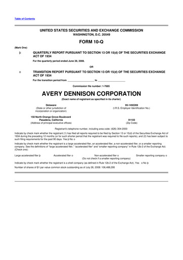 Thumbnail Avery Dennison
 10-Q Quarterly Report FY 
