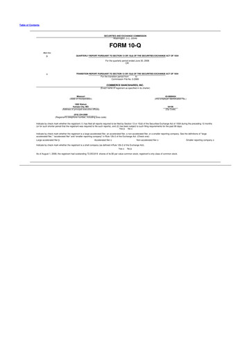 Thumbnail Commerce Bancshares
 10-Q Quarterly Report FY 