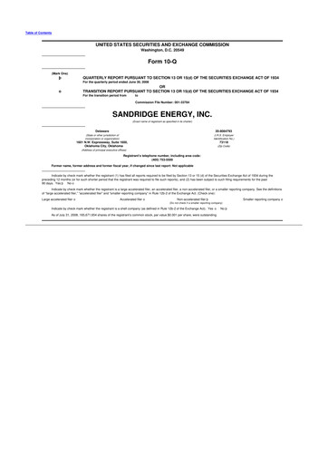 Miniature SandRidge Energy
 10-Q Rapport trimestriel  
