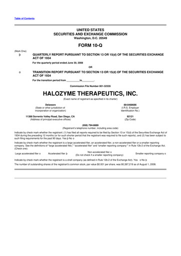 Thumbnail Halozyme Therapeutics 10-Q Quarterly Report FY 