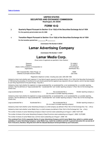 Thumbnail Lamar Advertising 10-Q Quarterly Report FY 