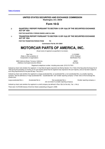 Thumbnail Motorcar Parts of America 10-Q Quarterly Report FY 