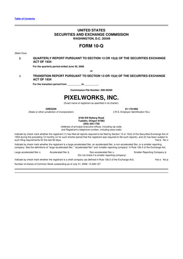 Thumbnail Pixelworks 10-Q Quarterly Report FY 