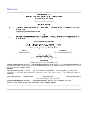 Thumbnail Calavo Growers
 10-Q Quarterly Report FY 