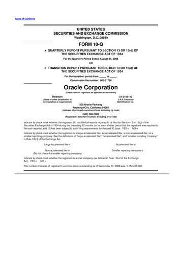 Thumbnail Oracle 10-Q Quarterly Report FY 