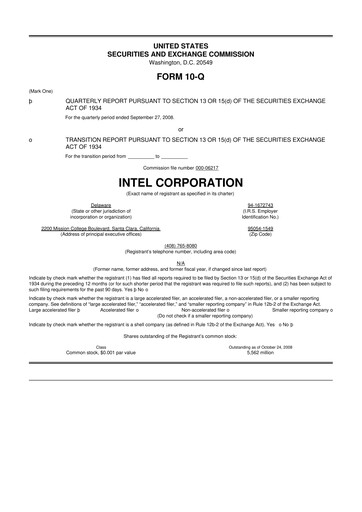 Thumbnail Intel 10-Q Quarterly Report FY 