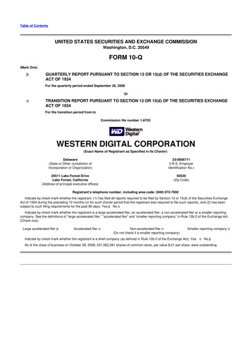Thumbnail Western Digital 10-Q Quarterly Report FY 