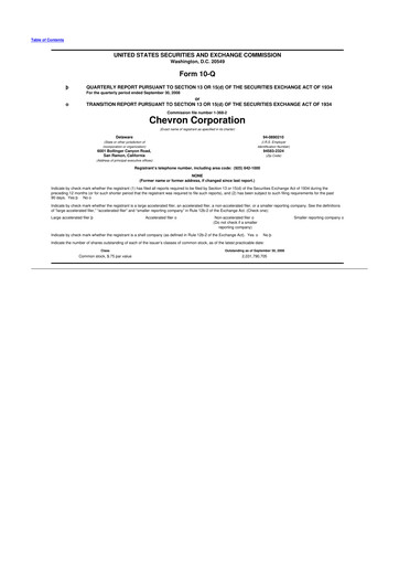 Thumbnail Chevron 10-Q Quarterly Report FY 