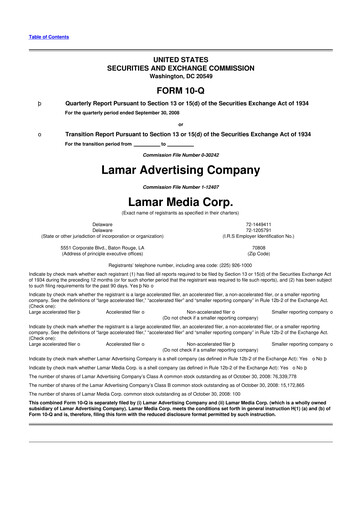 Thumbnail Lamar Advertising 10-Q Quarterly Report FY 