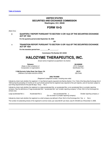 Thumbnail Halozyme Therapeutics 10-Q Quarterly Report FY 