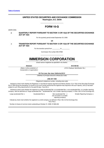 Thumbnail Immersion Corporation
 10-Q Quarterly Report FY 