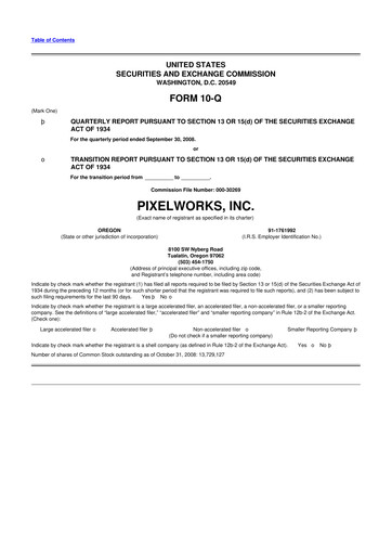 Thumbnail Pixelworks 10-Q Quarterly Report FY 