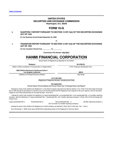 Vorschaubild Hanmi Financial 10-Q Quartalsbericht  