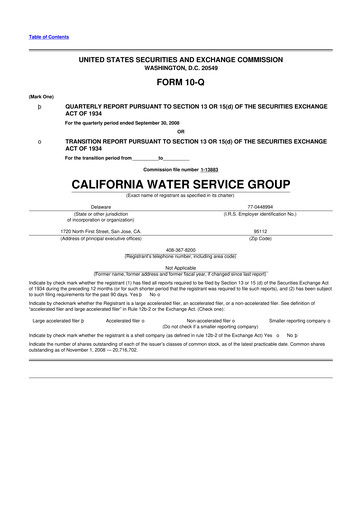Vorschaubild California Water Service Group 10-Q Quartalsbericht  