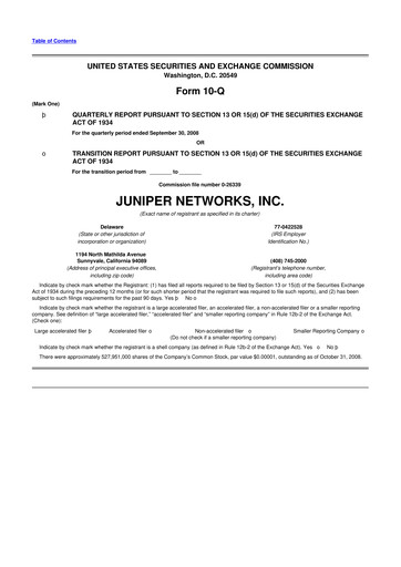 Thumbnail Juniper Networks
 10-Q Quarterly Report FY 