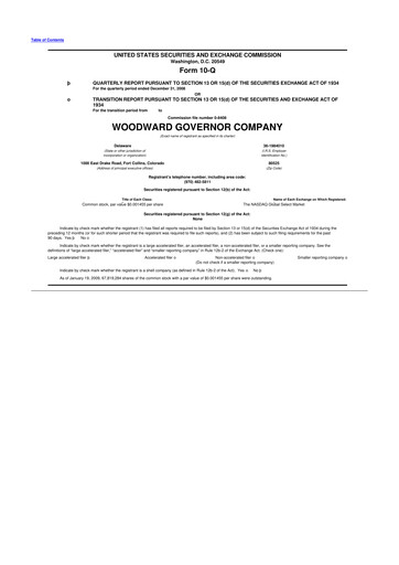 Thumbnail Woodward 10-Q Quarterly Report FY 