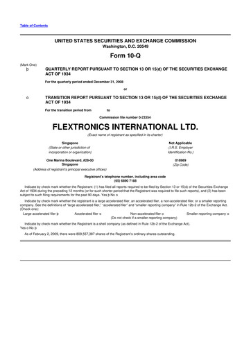 Thumbnail Flex 10-Q Quarterly Report FY 