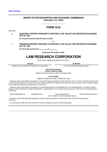 Thumbnail Lam Research 10-Q Quarterly Report FY 