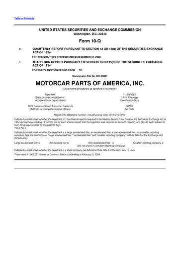 Thumbnail Motorcar Parts of America 10-Q Quarterly Report FY 