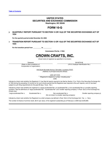 Thumbnail Crown Crafts 10-Q Quarterly Report FY 
