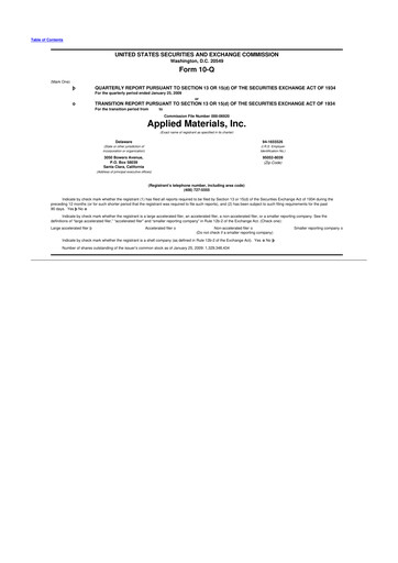 Thumbnail Applied Materials 10-Q Quarterly Report FY 