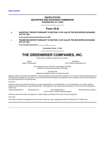 Thumbnail The Greenbrier Companies
 10-Q Quarterly Report FY 