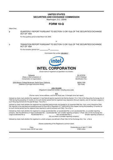 Thumbnail Intel 10-Q Quarterly Report FY 