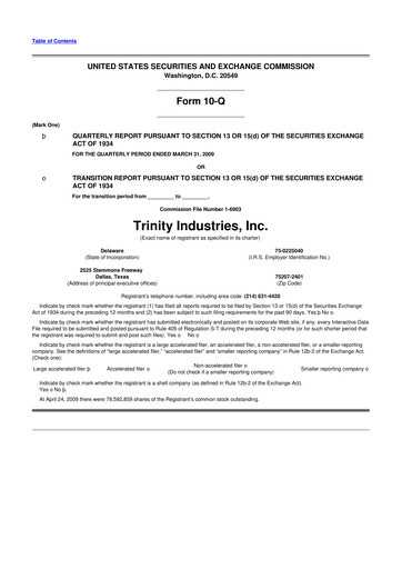 Vorschaubild Trinity Industries
 10-Q Quartalsbericht  