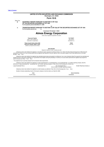 Thumbnail Atmos Energy 10-Q Quarterly Report FY 