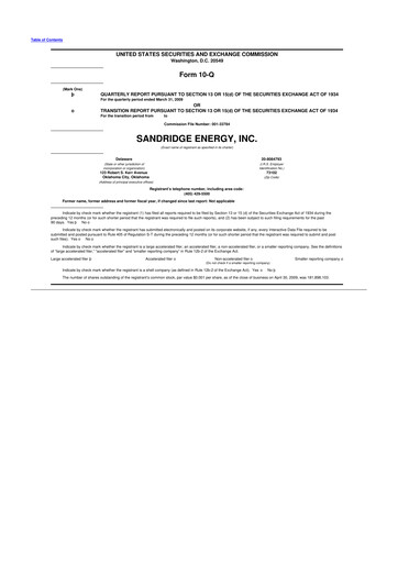 Miniature SandRidge Energy
 10-Q Rapport trimestriel  