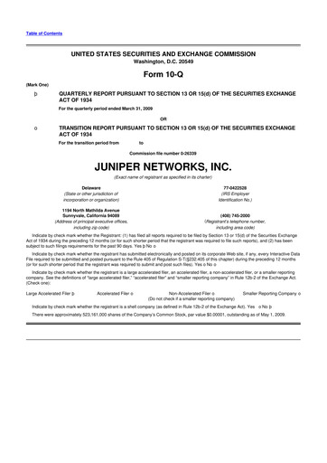 Thumbnail Juniper Networks
 10-Q Quarterly Report FY 