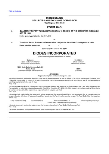 Miniature Diodes Incorporated 10-Q Rapport trimestriel  