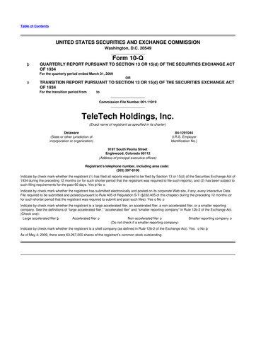 Thumbnail TTEC 10-Q Quarterly Report FY 